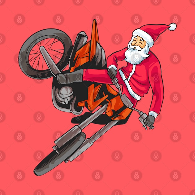 Dirt Bike Motocross Freestyle Santa Christmas by E