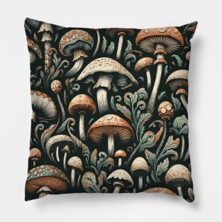 Vintage mushroom fungus art pattern Pillow