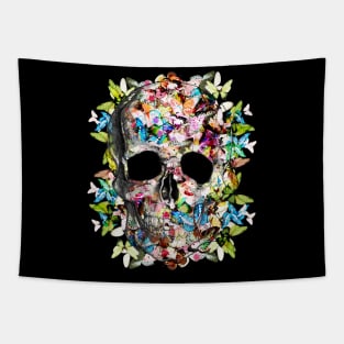 Sage Tribe Skull With Butterflies Tapestry