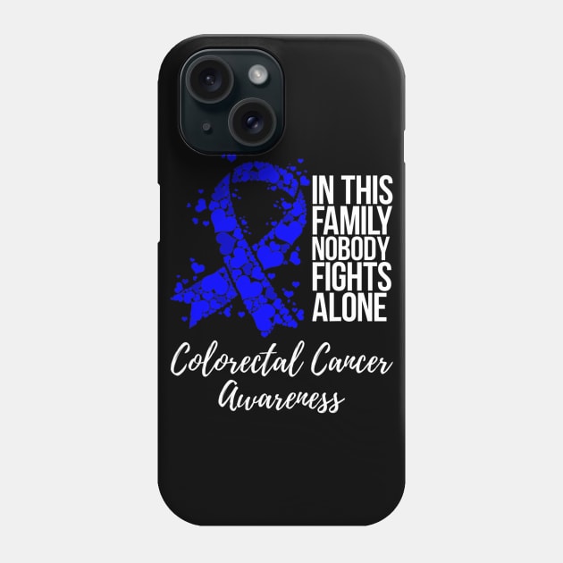 Family Support Dark Blue Ribbon Colorectal Cancer Awareness Phone Case by eldridgejacqueline