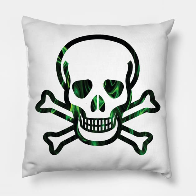 evil green skull flames Pillow by Danksthetic