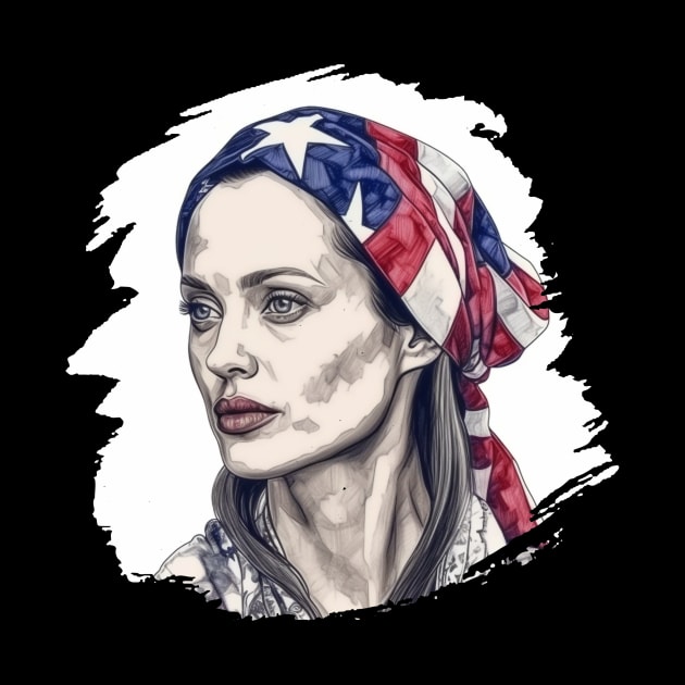 Portrait of Angelina Jolie, 4th of July Patriotic by Pixy Official