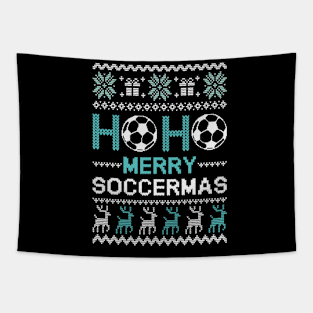 ho ho ho merry soccermas ugly sweater Tapestry