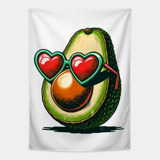 Avocado Love: Heart Shades Valentine's Day T-Shirt Tapestry