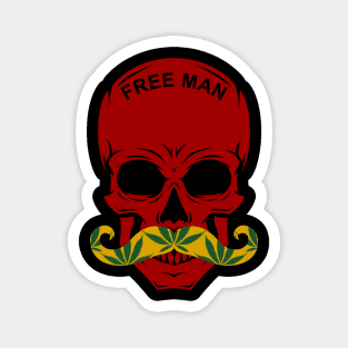 Rastafari skull illustration with cannabis Magnet