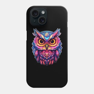 Luminous Nocturne: Holographic Owl Splendor Phone Case