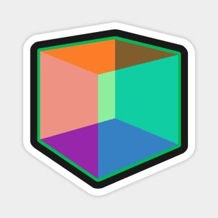 Color Cube Pattern on Green Magnet