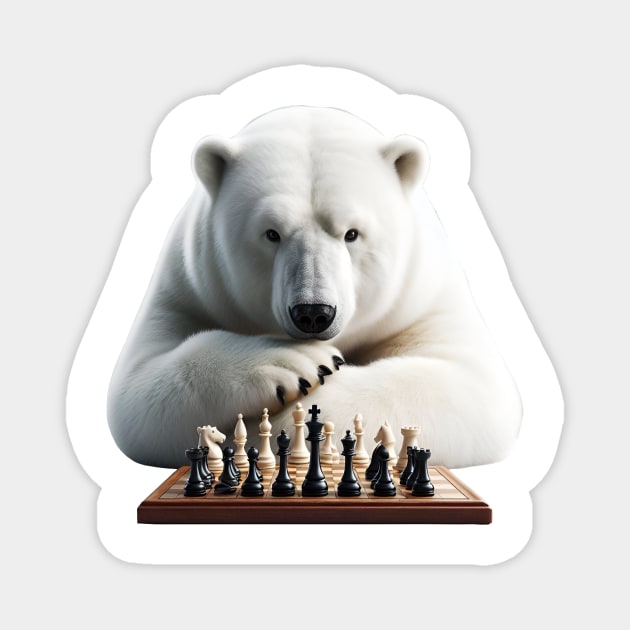 Polar bear playing chess Magnet by Ingridpd