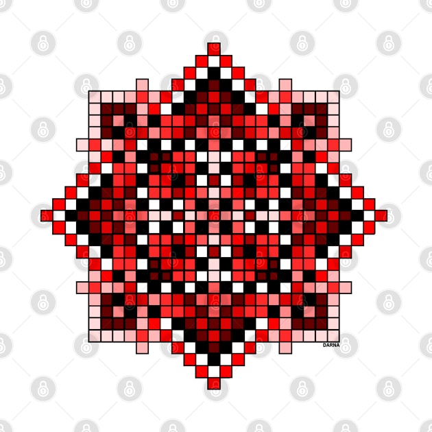 red pixelated mandala by DARNA