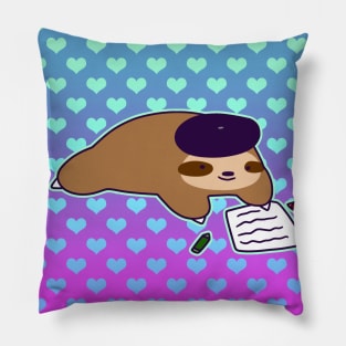 Ombre Hearts Beatnik Sloth Pillow