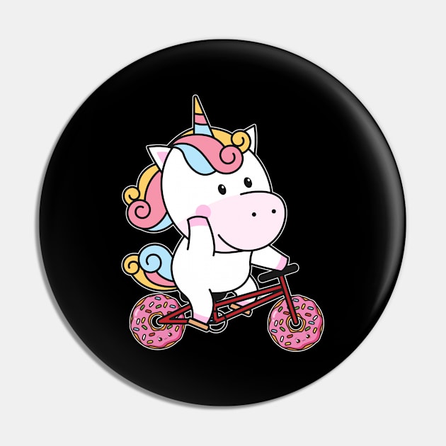 Unicorn Donut Tire Pastry Bicycle Cyclist Pin by Print-Dinner