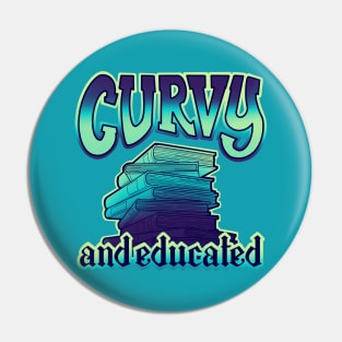 Curvy and educated, stack of aqua blue books Pin