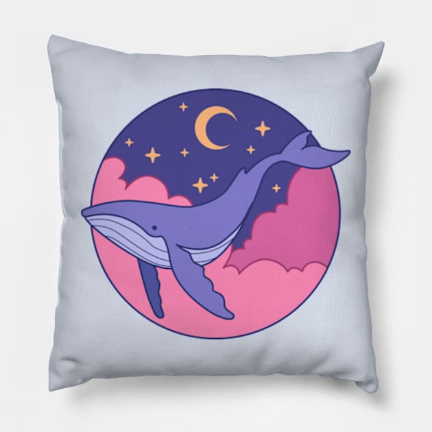 Whale in the sky Pillow by Vaigerika