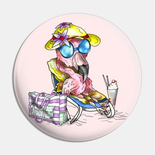 beach bum flamingo cartoon Pin