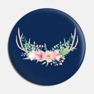 Flowers Deer Antlers Pin