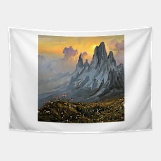 Colorful sunset in Mountains Tapestry