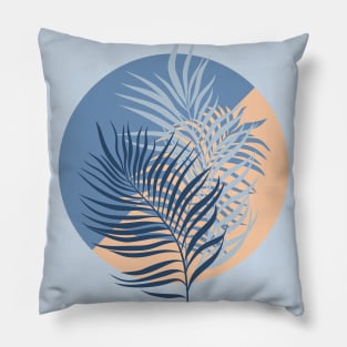 Tropical palm leaves (Peachy and Blue) Pillow