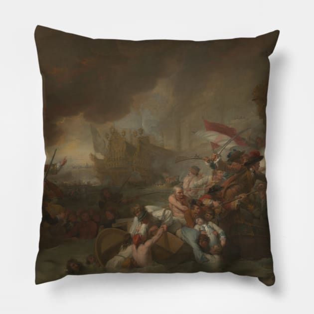 The Battle of La Hogue by Benjamin West Pillow by Classic Art Stall