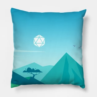 Peaceful Mountains D20 Dice Sun Tabletop RPG Maps and Landscapes Pillow