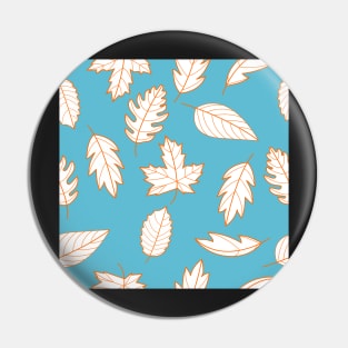 Leaves Pattern - White and Orange on Teal Pin