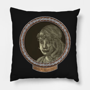 Melancholy Girl (frame silver celtic rope silver rim) Pillow