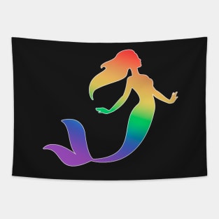 Rainbow mermaid silhouette Tapestry