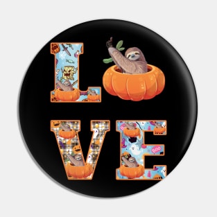 Cute Sloth Pumpkin Halloween Costume Pin