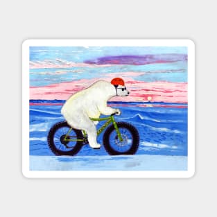 Polar Bear Riding a Fat Bike Magnet