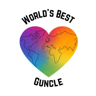 Worlds Best Guncle Rainbow Heart T-Shirt