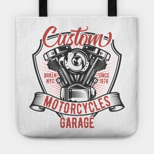 Custom motorcycle garage Tote