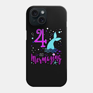 Kids Mermaid Girls 4Th Birthday 4 Years Old Party Phone Case