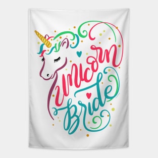 Unicorn Bride Colorful Magical Wedding Engagement Tapestry