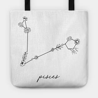 Pisces Zodiac Wildflower Constellation Tote