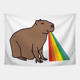 Animals with Rainbow Puke Happy Capybara Tapestry