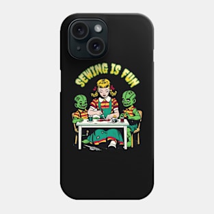 Sewing with Zombies - Quirky Horror Craft Night T-Shirt Phone Case