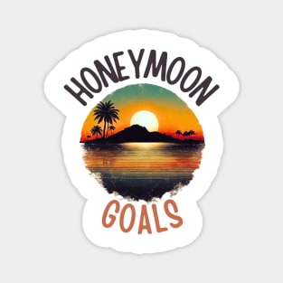 Honeymoon Goals Tropical Vintage Sunset Magnet