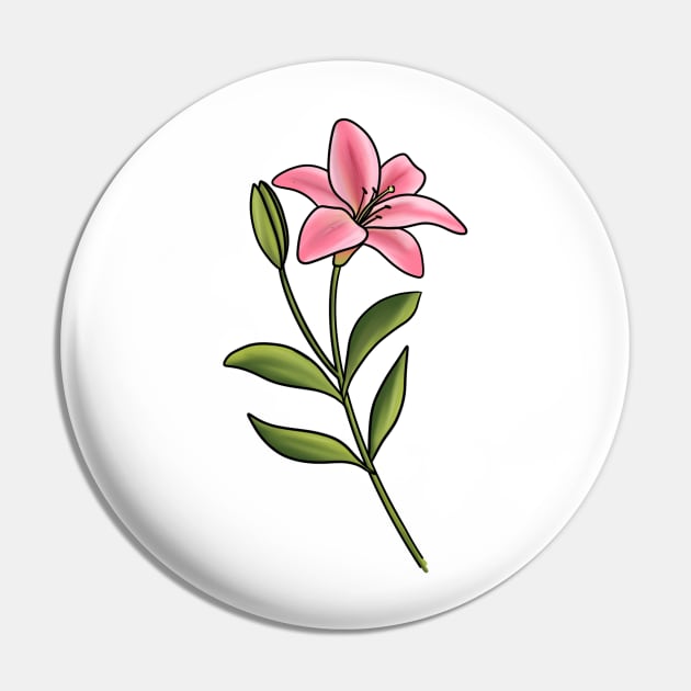 Pink Lily Pin by Reeseworks