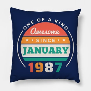 Retro Awesome Since January 1987 Birthday Vintage Bday 1987 Pillow