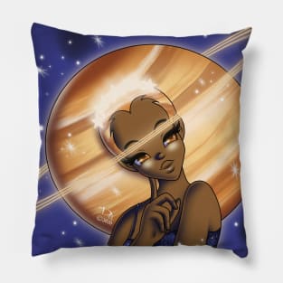 African American Woman and Saturn Pillow