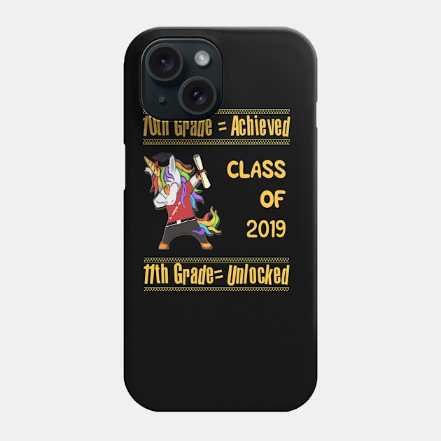 10th Grade Achieved 11th Grade Unlocked Unicorn Graduation Hat Diploma Boy Phone Case by familycuteycom