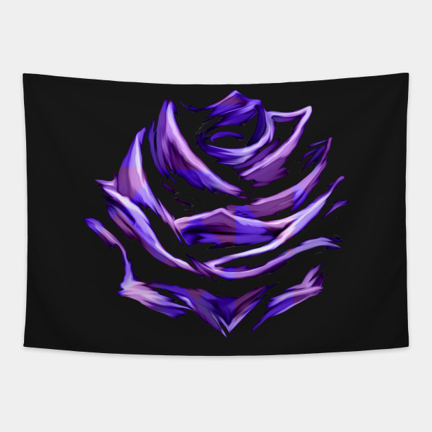 Purple Blue Rose Abstract Art Flower Colorful Brush Painting
