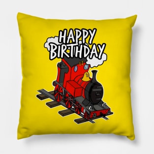 Birthday Train Steam Locomotive Railway Model Railroad (Red) Pillow