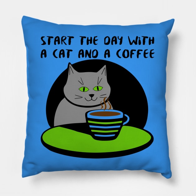 Start The Day With A Cat And A Coffee Pillow by loeye