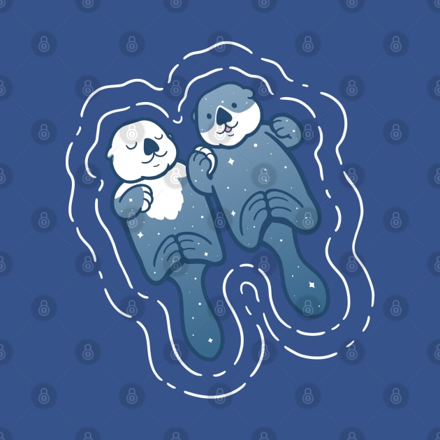 Sea Otters Holding Hands by yellovvjumpsuit