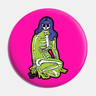 Green Skelepinup Pin