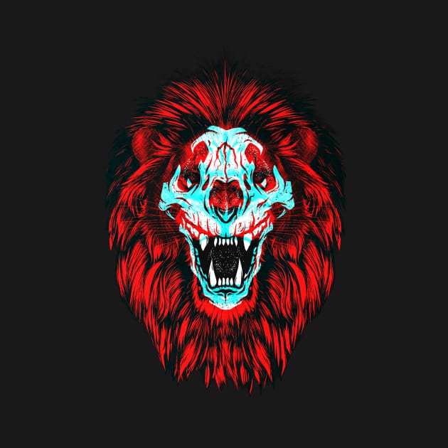 Lion Skull Interactive Red&Blue Filter T-Shirt #2 by RedAndBlue