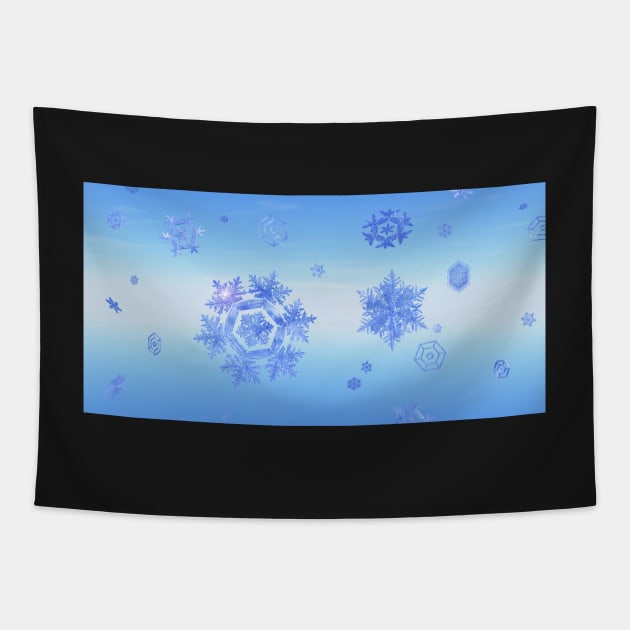 Fractal Snowflake Snowstorm Tapestry by sciencenotes