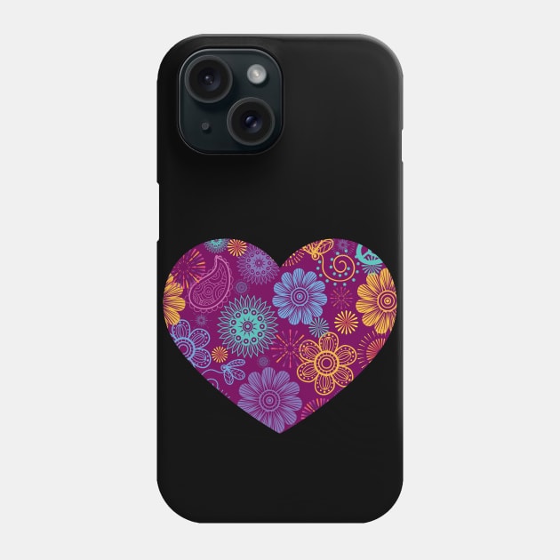 Pretty Heart Paisley Flower Dot Leaf Pattern Phone Case by Rosemarie Guieb Designs