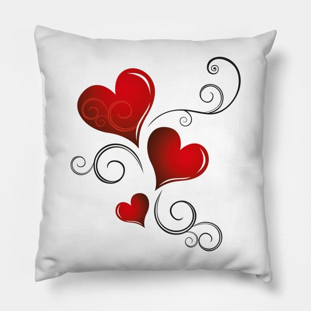 Valentine's Day - Floral Hearts Pillow by GNDesign