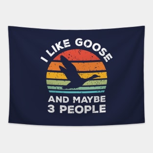 I Like Goose and Maybe 3 People, Retro Vintage Sunset with Style Old Grainy Grunge Texture Tapestry